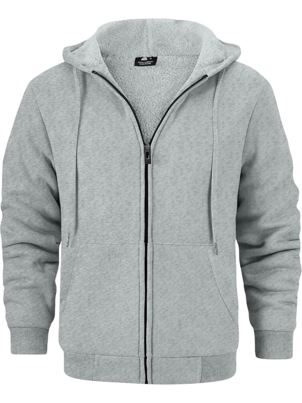Heavyweight Fleece Hoodie for Men - Thick Full Zip Sherpa Lined Sweatshirt